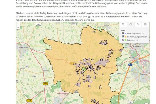 Grafik: Interaktive Karte von einem Bebauungsplan