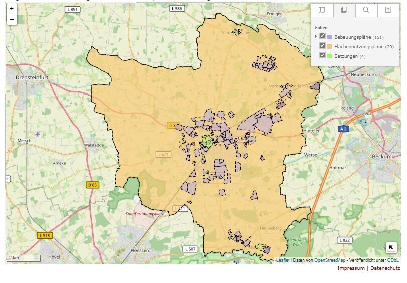 Grafik: Interaktive Karte von einem Bebauungsplan