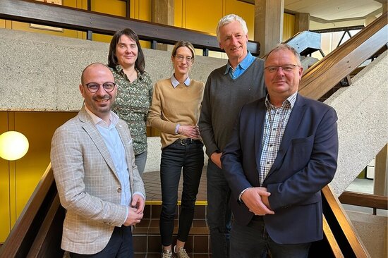 Tauschten sich aus über den Sport in Stadt und Kreis: (v.l.) Matthias Harman, Brigga Kazmierczak (Schul- und Sportamt), Stephanie Kosbab, Christof Kelzenberg, Helmut Jürgenschellert