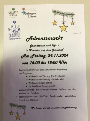 Foto: Plakat Adventsmarkt in Vorhelm