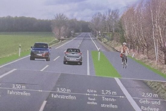 Um einen Radfahrsteifen erweitert wird die B 58 zwischen Ahlen und Beckum.
